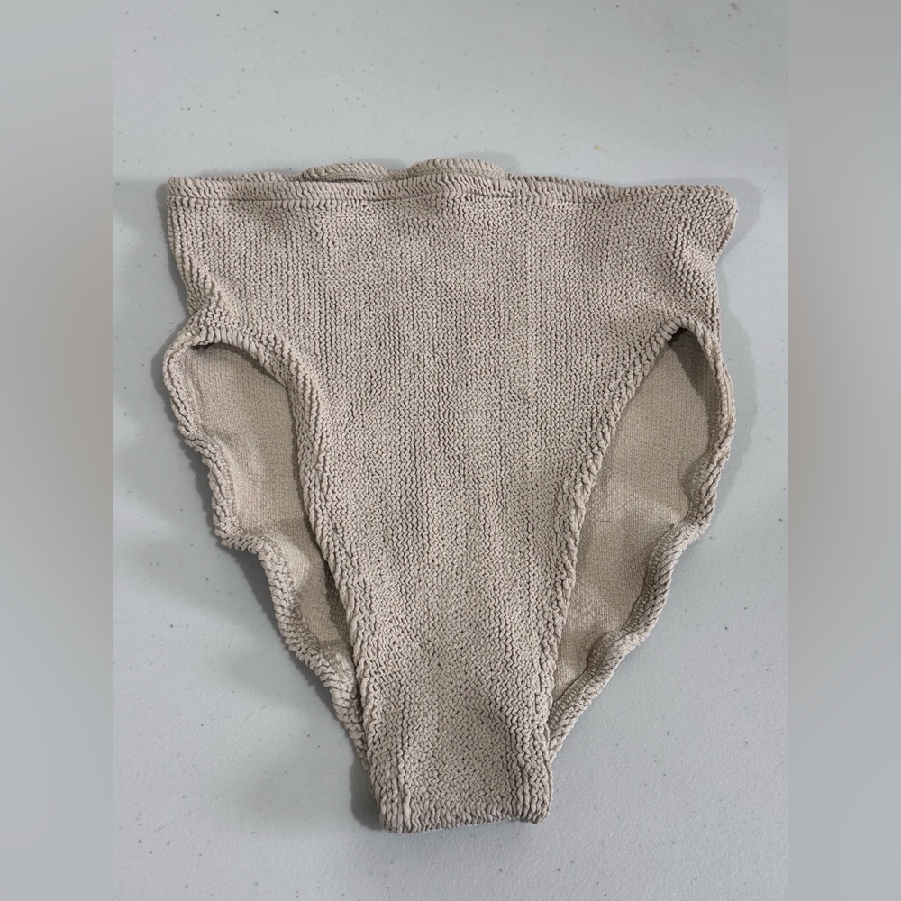 Youswim Beige Textured High-Waist Bikini Bottom
